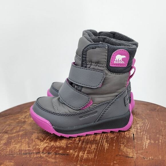 Sorel Whitney™ II Strap Winter Boot Girls Insulated Grey Purple US‎ 4 - Picture 1 of 6